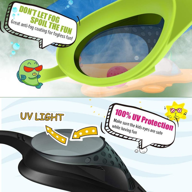 OutdoorMaster Kids Swim Goggles 2 Pack - Quick Adjustable Strap Swimming Goggles for Kids - E - Image 5